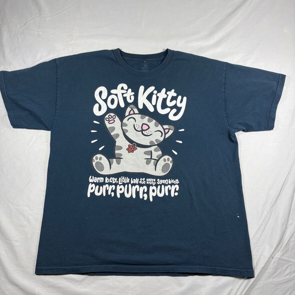 The Big Bang Theory Soft Kitty T-Shirt Ripple Junction Navy Blue XL Graphic Tee